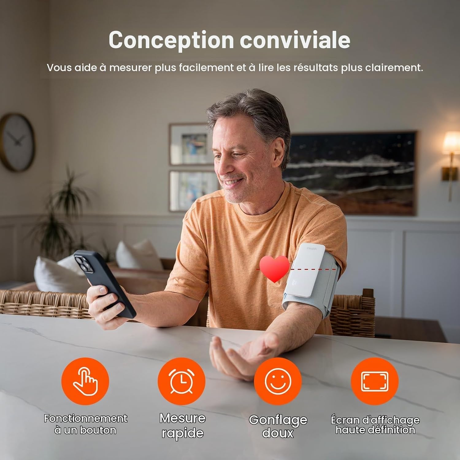 Neo - Tensiomètre Bras avec Brassard - Mesure Tension Artérielle, Fréquence Cardiaque et Rythme Cardiaque - Écran Affichage LED Haute Définition - Dispositif Médical Bluetooth iOS et Android