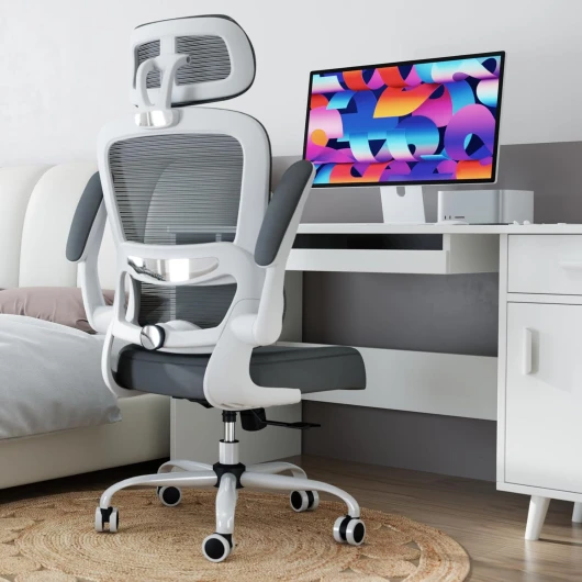 TRALT Chaise de Bureau Chaise de Bureau Mesh Ordinateur de Bureau avec Roues Chaise de Bureau Ergonomique Hauteur réglable Chaise pivotante Chaise de Travail (Gris Clair)
