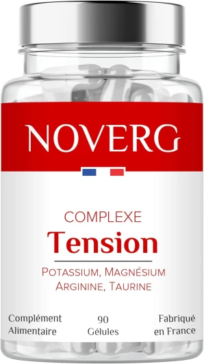 Complexe Tension - Santé Cardiovasculaire & Confort Artériel - Potassium, Magnésium Arginine, Taurine - Vegan - 90 Gélules - Fabriqué en France