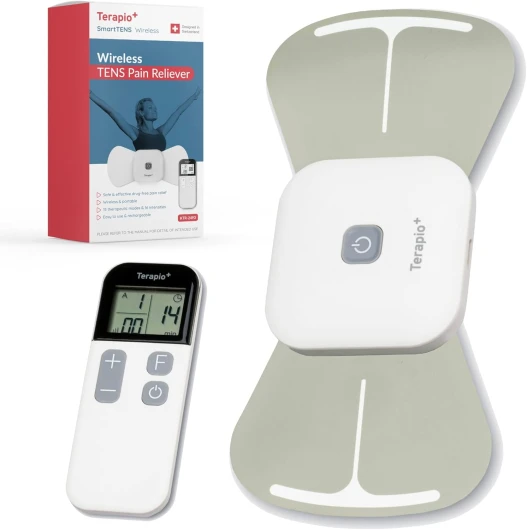 Électrostimulateur Anti Douleur TENS Sans Fil - Appareil TENS Portable - Neurostimulateur Musculaire avec Télécommande - Rechargeable - 15 Modes pour Soulager les Douleurs.