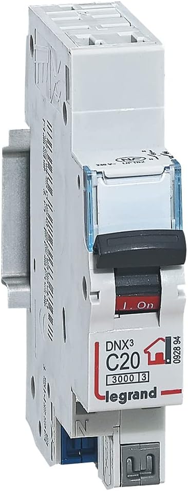 Disjoncteur Phase + Neutre 230V DNX³ - Pouvoir de Coupure 3000A - 20A Courbe C - Bornes automatiques - 1 Module - Fabriqué En France