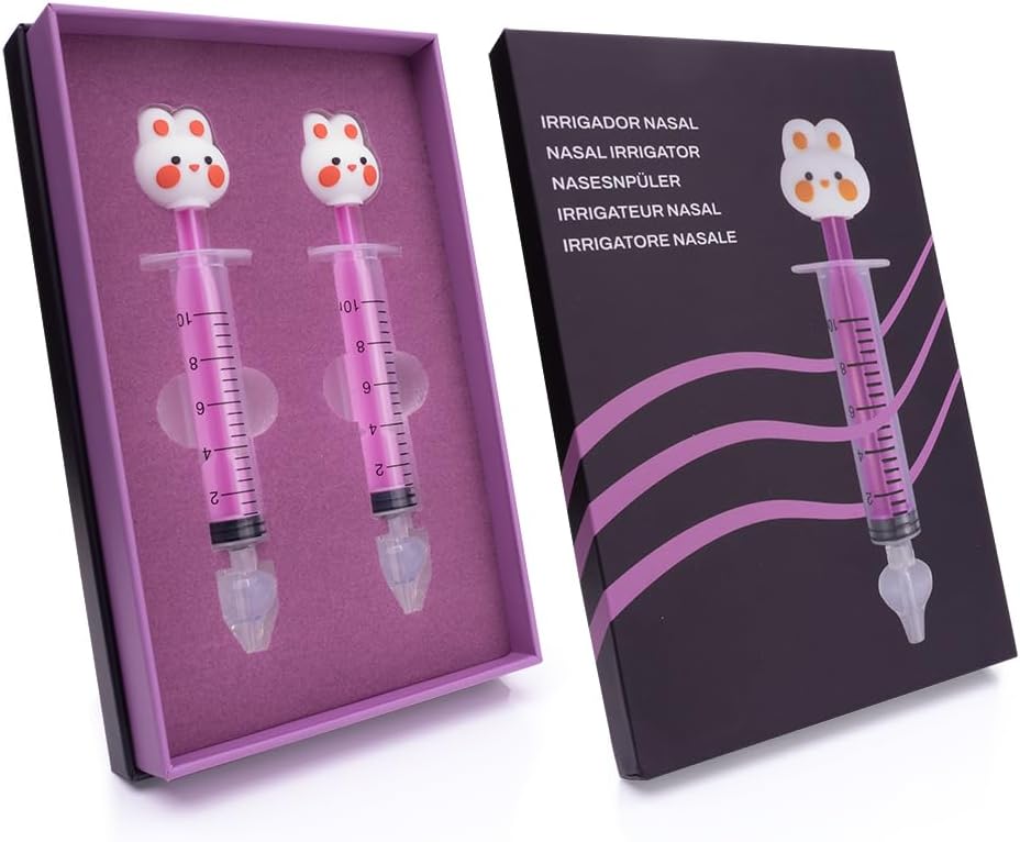Seringue Nasale Bebe avec Embout en Silicone Doux, Mouche Bébé Manuel Sécurisé, Design Animal, Seringue 10ml pour Hygiène Nasale, Mouche Bébé Manuel Sécurisé (Lapin)