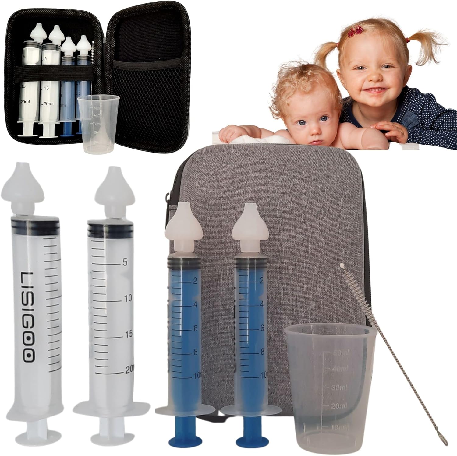 Seringue nasale bebe enfant 10 ml 20 ml et embout silicone souple - Mouche bebe seringue - Pipette serum physiologique - Seringue nez bebe - Trousse de soin bebe - Cadeau naissance garcon fille bébé