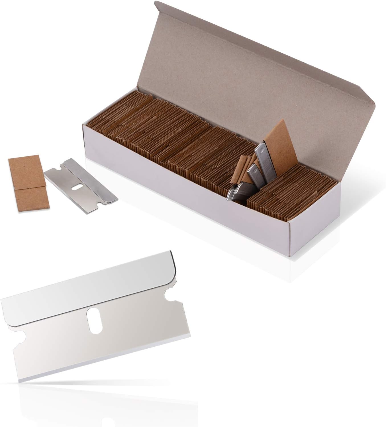 Ehdis 100 Pièces Lames Rechange pour Grattoir Plaque Vitrocéramiqu, Lames Acier Inoxydable pour racleurs, 1.5 pouces, Argent