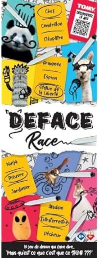 Games T73588 Deface Race, Jeu Familial de Dessin pour 4 Joueurs ou Plus, pour Adultes et Enfants à Partir de 8 Ans, Multicolore