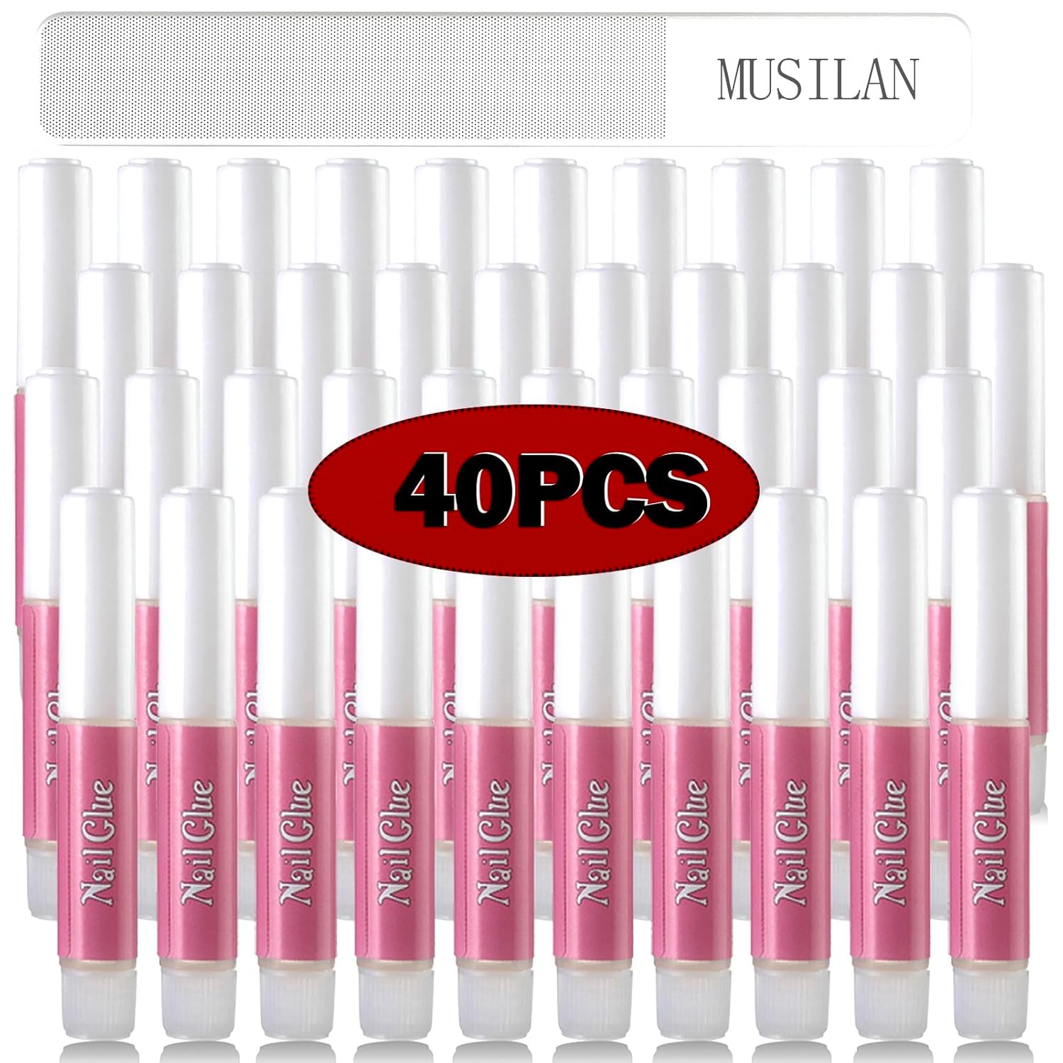 MUSILAN 40 Pièces Colle Faux Ongles pour Capsule Ongle - 2g Extra Forte Colle à Ongles, Professionnelle Longue Duré Capsule Colle à Ongles pour Coller Pointes En Acrylique ou Réparer des Ongles Cassés