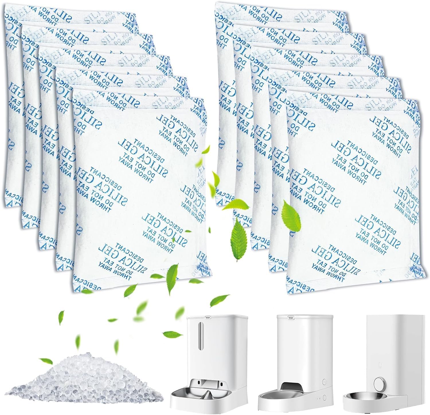 25 g x 10 PièCes Sachet DéShydratant Sachet Deshumidificateur Non-Tissé Sachet Anti Humidité Gel De Silice pour La Nourriture Des Chats Et Des Chiens, Le Stockage Des VêTements, Les Tiroirs