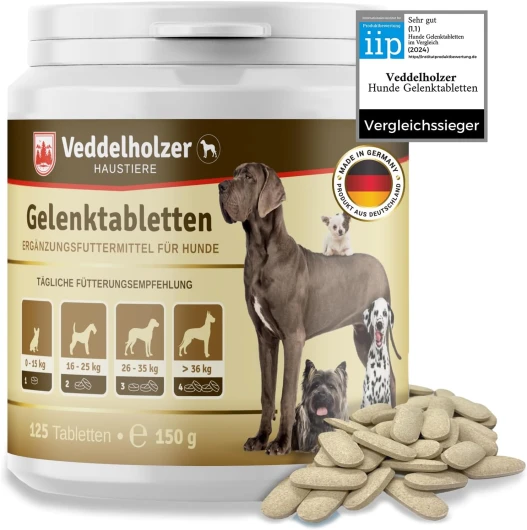LAURÉAT DE COMPARAISON DE Produits 2024 Comprimés Anti arthrose Chien articulations pour Chiens avec Moule aux orles Vertes MSM & Griffe du Diable, glucosamine & collagène 125 comprimés