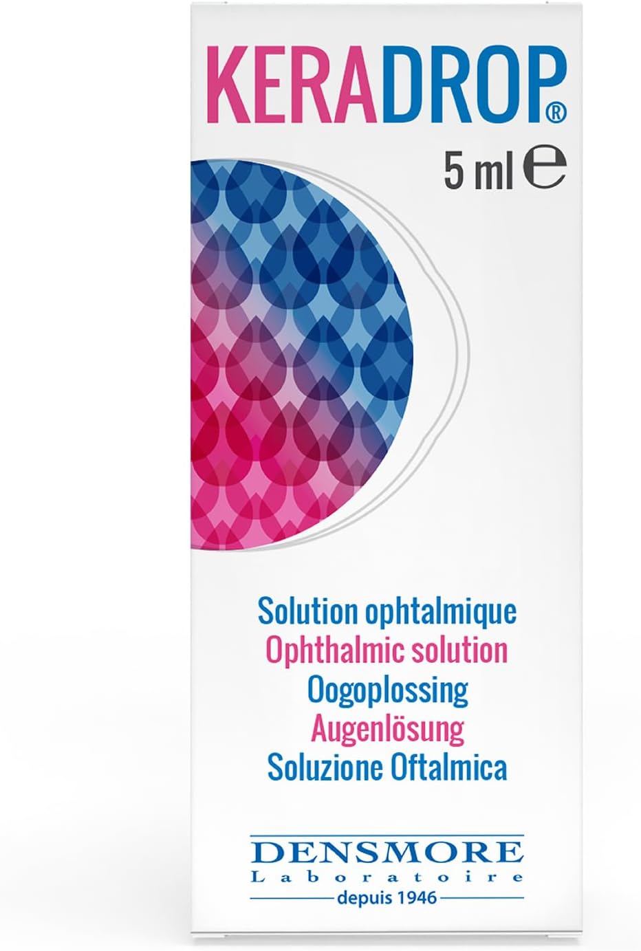 Keradrop - Solution Ophtalmique Gêne Oculaire - Etat Inflammatoire, Blépharite, Conjonctivite - Acide Hyaluronique - Flacon 5 ml - Fabriqué en Europe
