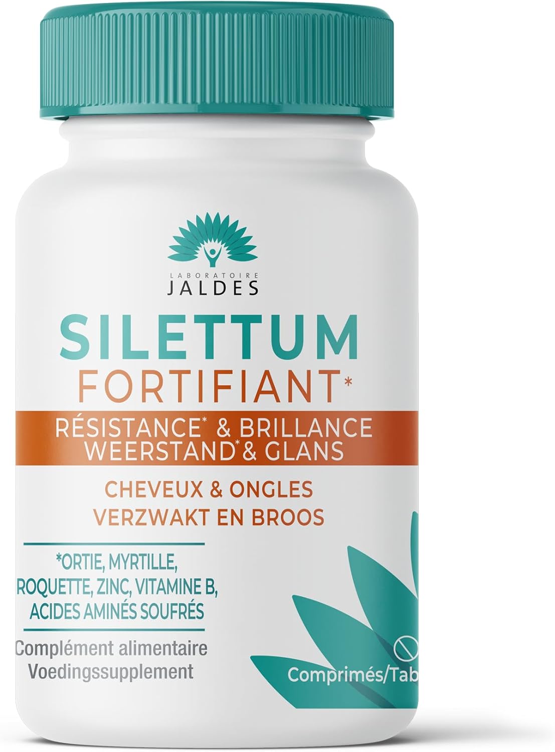 SILETTUM Fortifiant Boîte de 60 Comprimés - Agit pour des Cheveux et Ongles Forts, Résistants et plein de Vigueur - Pour Cheveux et Ongles Fragilisés et Cassants - Laboratoire Jaldes