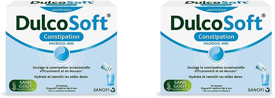 Constipation 10 sachets - Dispositif médical - poudre à diluer - Soulage la constipation occasionnelle efficacement et en douceur - Sans goût (Lot de 2)