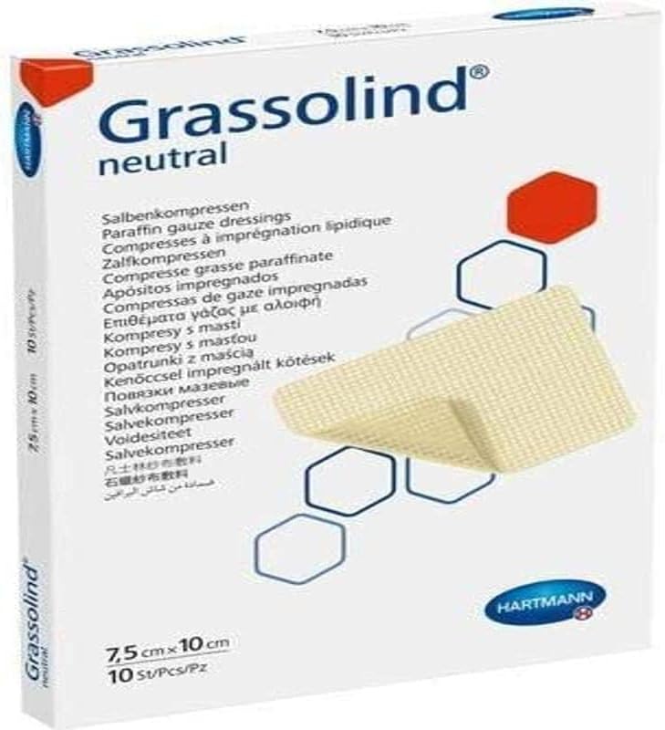 Hartmann0 Grassolind Compresse Pack de 10 Pansements Gras Neutres 7,5 cm x 10 cm