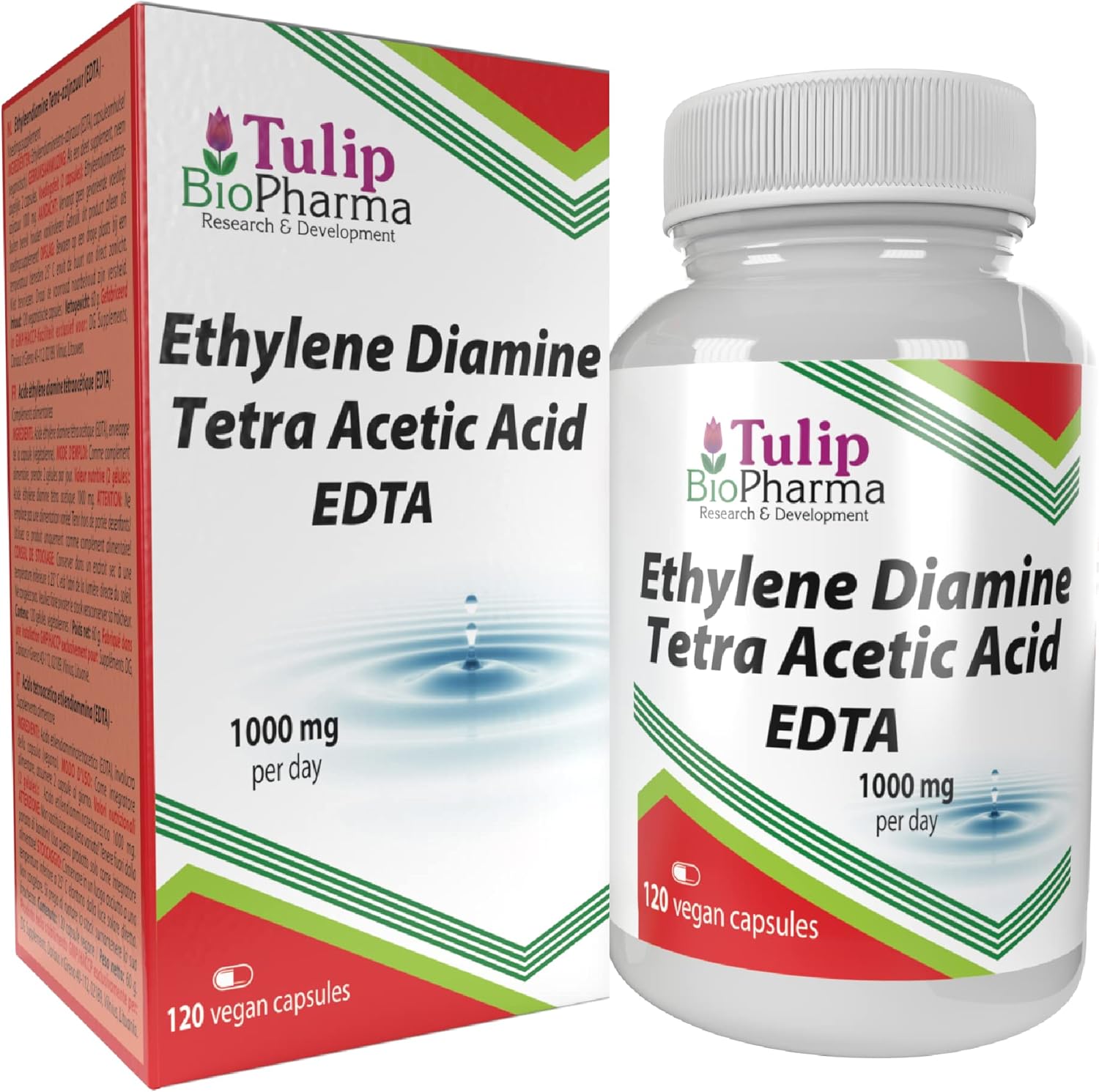 EDTA (Acide éthylène diamine tétra-acétique) 500mg 120 gélules végétales, Testé par un Laboratoire tiers