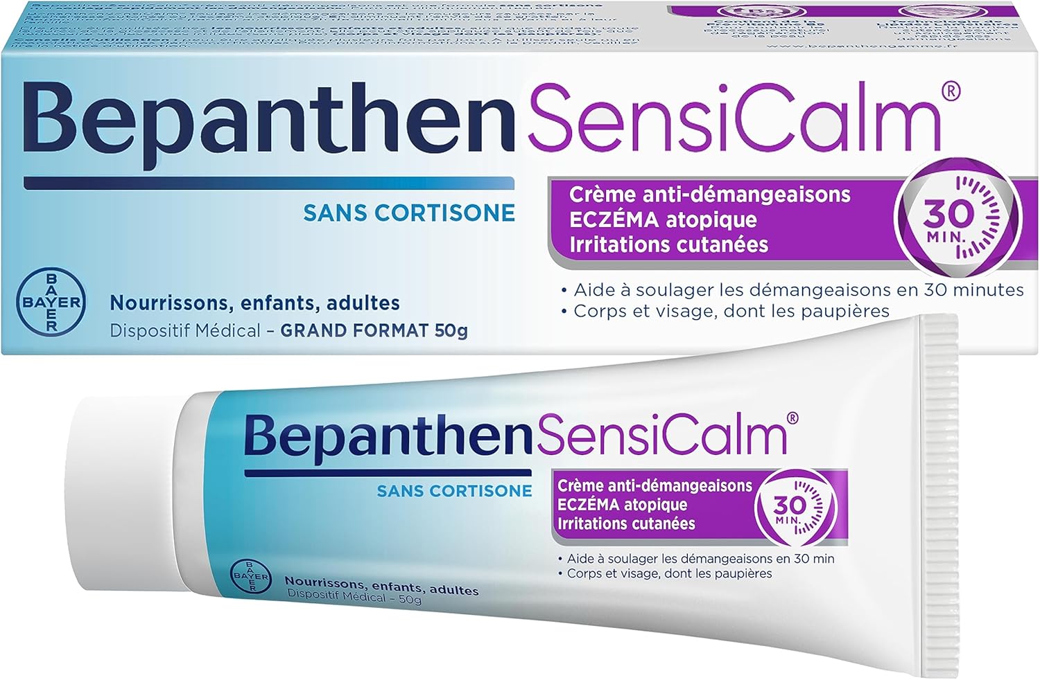 Sensicalm® Crème anti-démangeaison - Dispositif médical - Eczéma atopique, démangeaisons - Sans cortisone - Corps et visage - Nourrisson, Enfant, Adulte -50g