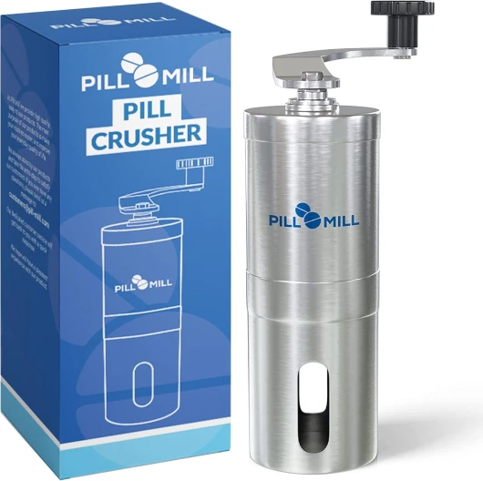 Broyeur de Comprimés Pill Mill - en Fine Poudre - Idéal pour les voyages - Facilite la prise pour les animaux de compagnie ou de médicaments pour les enfants