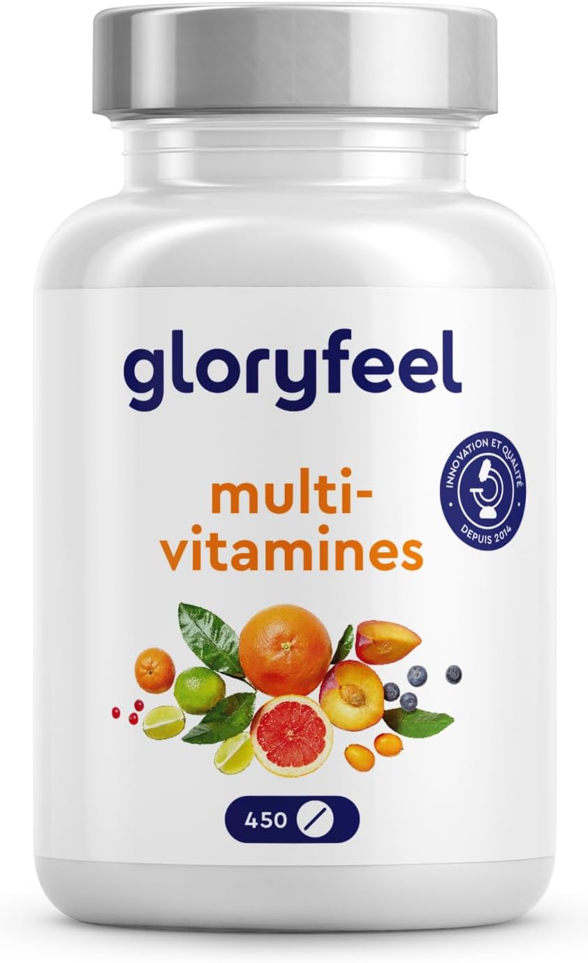 Multivitamines et Minéraux, 450 Comprimés (+1 An), Avec Zinc, Sélénium, Calcium, Biotine, Vitamines A, B1, B2, B3, B6, D3 et de la Vitamine C, Immunité, Fatigue, Muscles, Os et Peau