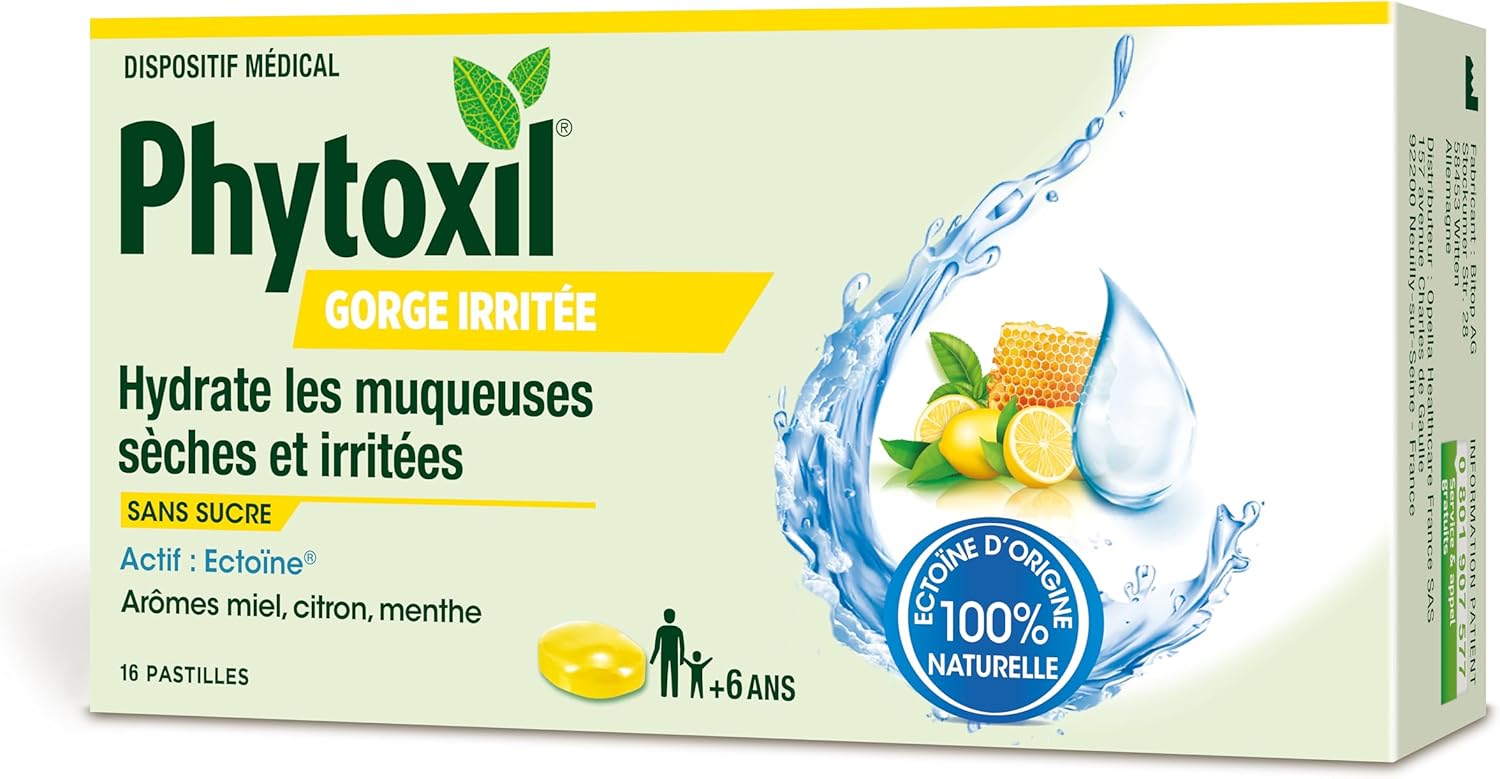 Pastilles Gorges irritées - Miel citron menthe – Dispositif médical- Hydrate les muqueuses sèches et irritées – 16 pastilles - A partir de 6 ans