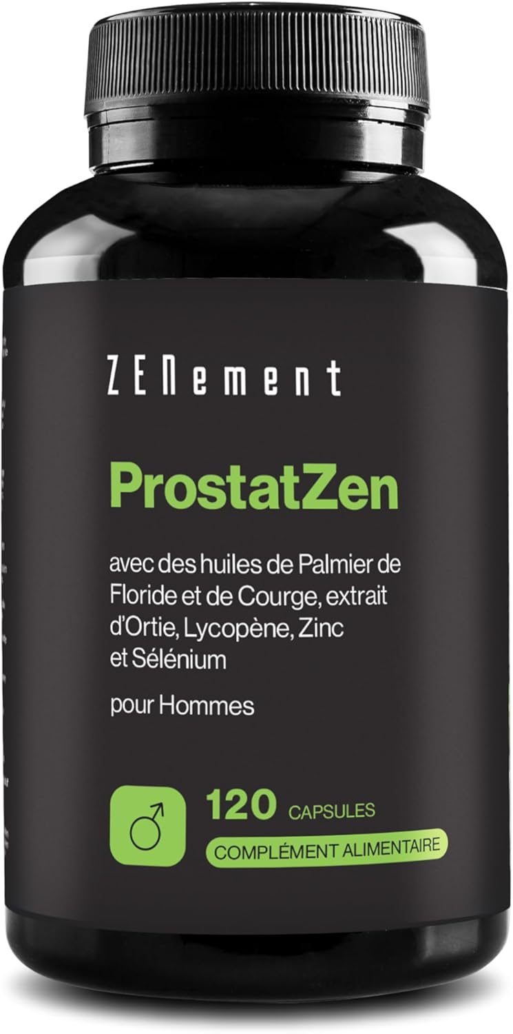 ProstatZen avec Huiles de Saw Palmetto et Courge, Extrait d'Ortie, Lycopène, Zinc et Sélénium - Formule Synergique pour le Bien-Être Masculin - 120 Capsules - Zenement