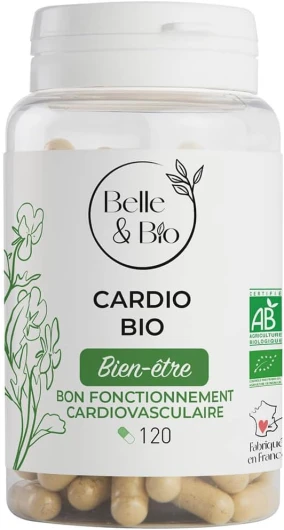 ACTION CARDIOVASCULAIRE & CHOLESTÉROL - CARDIO BIO - Ail, Aubépine, Olivier, Reine des Près Bio certifiés Ecocert - 120 gélules - Pilulier - Fabriqué en France