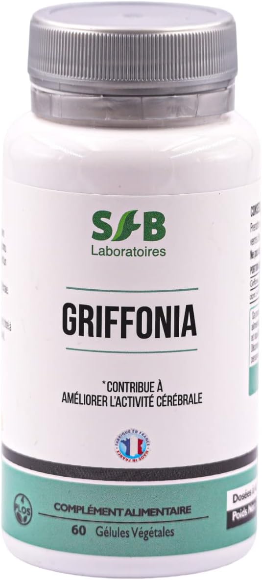 Griffonia - Contribue à Améliorer l'Activité Cérébrale - Stimule le Taux de Sérotonine - Régule l'Humeur et l'Energie - Régule l'Appétit - 60 gélules végétales