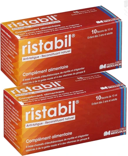 Ristabil solution buvable - Anti-fatigue et reconstituant naturel - Lot de 2 Boites 10 x 10ML