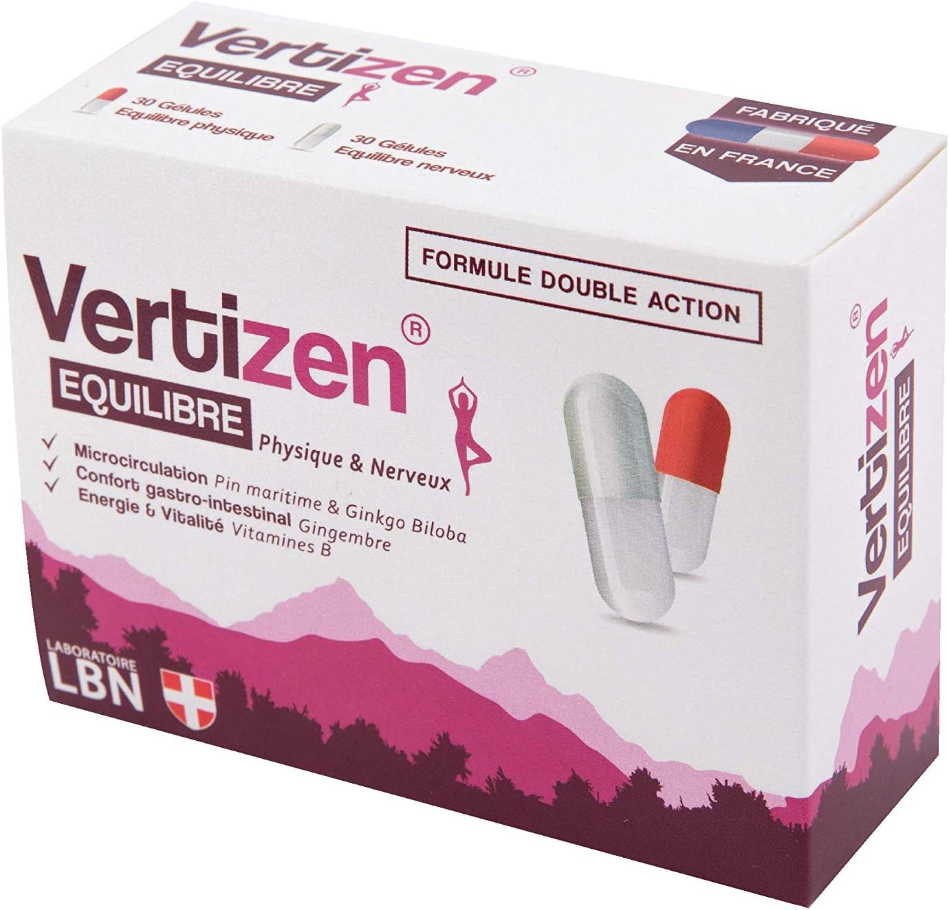 Laboratoire LBN - VERTIZEN - Vertiges, Troubles de l'équilibre, Étourdissements, Nausées - 60 Gélules - Formulé et Fabriqué en France