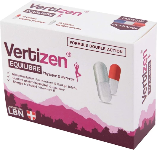 Laboratoire LBN - VERTIZEN - Vertiges, Troubles de l'équilibre, Étourdissements, Nausées - 60 Gélules - Formulé et Fabriqué en France