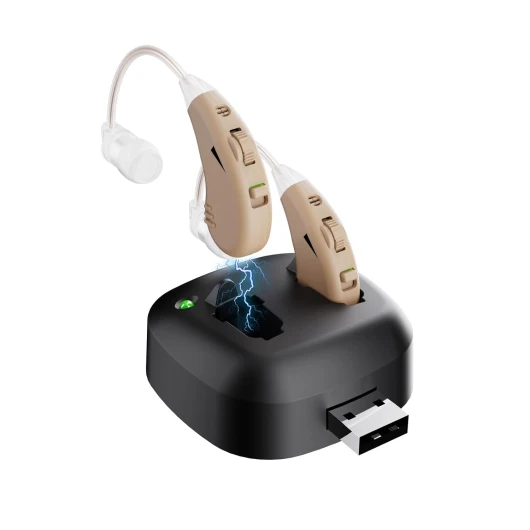 Amplificateur de son rechargeable - JINGHAO Amplificateur d'audition - Amplificateur personnel d'amélioration de l'audition, Améliorateur de voix et pour la télévision et la conversation, une paire