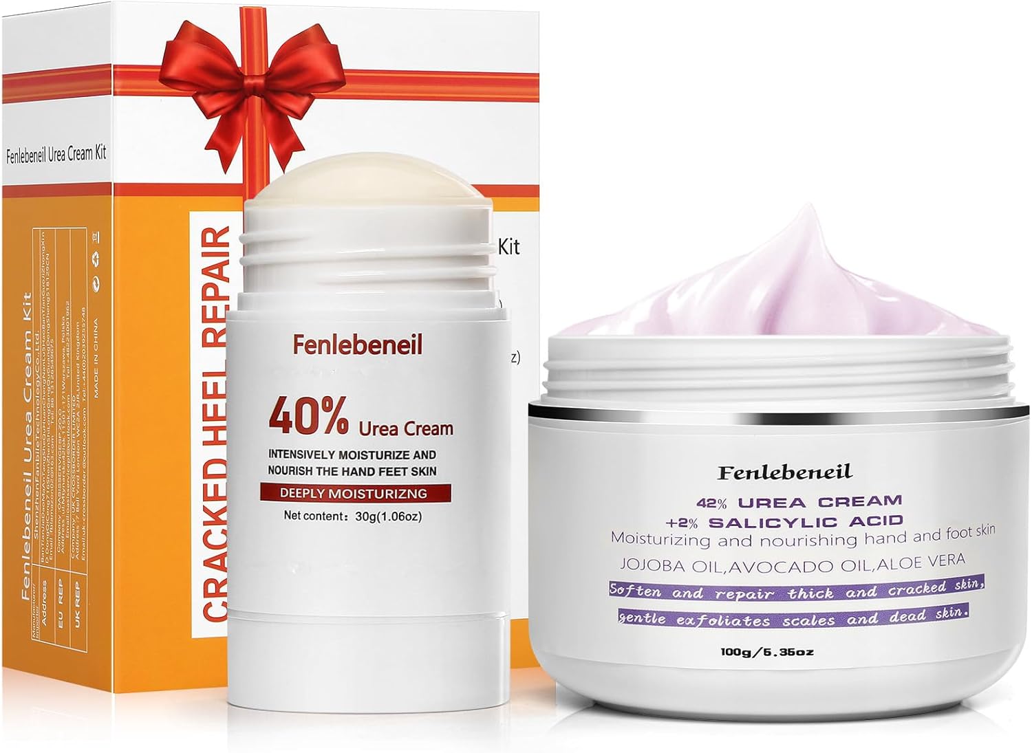 Crème à l'urée 40% crème à l'urée 42% plus 2% acide salicylique force maximale pour les pieds talons craquelés pieds genoux coudes kit de soins des pieds pour voyage et maison Crèmes pour les pieds