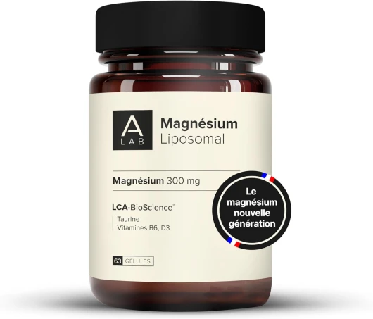 A-LAB Magnesium Liposomal 300 mg - Anti Stress, Fatigue, Troubles Du Sommeil - Magnésium, Taurine, Vitamine D3, Vitamine B6-2 mois de prise - Fabriqué en France