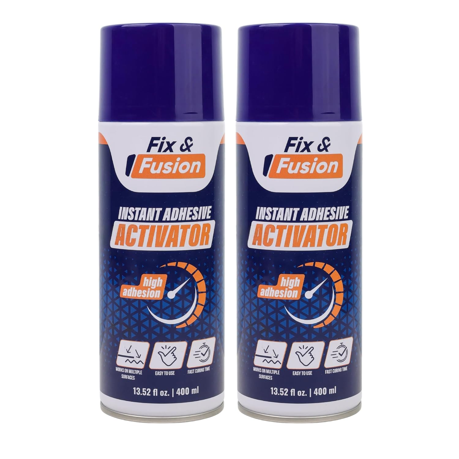 FIX & FUSION Activateur Spray (400 ml) - Accélérateur Séchage pour Colle Cyanoacrylate (CA) Super Glue - Bois, Plastique, Caoutchouc, Granit & Bricolage - Adhérence Renforcée, Séchage Rapide (2 Pack)