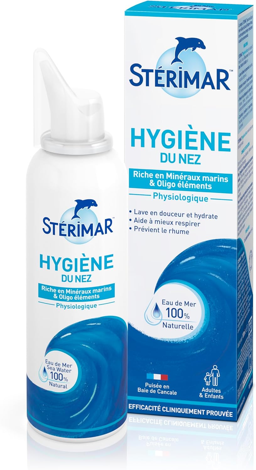 Hygiène du Nez - Spray Nasal Hygiène au Quotidien, Lave en Douceur & Hydrate le Nez, à l'Eau de Mer 100% Naturelle, Formule Physiologique, 100 ml