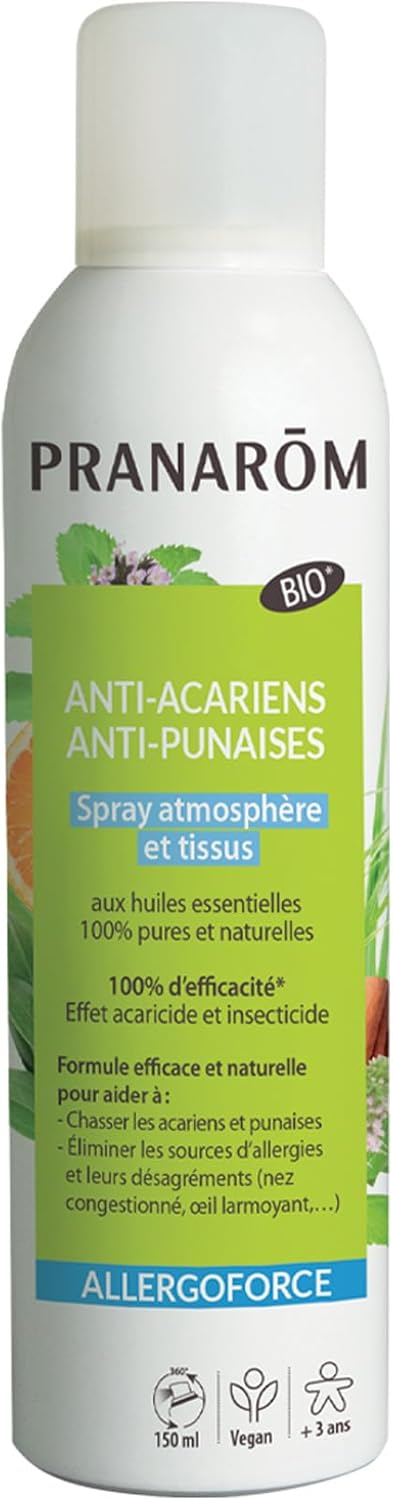Spray anti-acariens et punaises de lit ALLERGOFORCE – Efficacité prouvée – Elimine 100% des acariens et punaises de lit - 150 ml