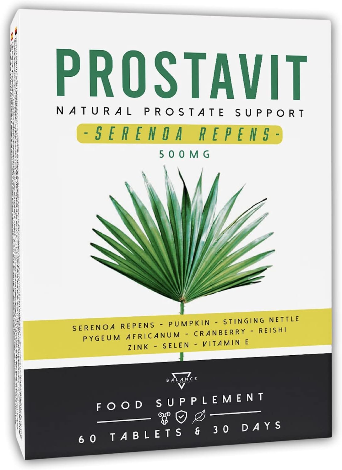 PROSTAVIT® - SERENOA REPENS 500MG - Saw Palmetto - Prostate pour Homme, Femme - 8 principes actifs avec Saw Palmetto, Potiron, Ortie, Epilobium, Pygeum Africanum, Cranberry - 60 comprimés