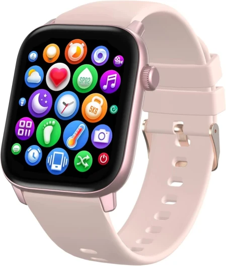 Montre Connectée Femmes, Smartwatch Sport avec Moniteur de Fréquence Cardiaque Bracelet Intelligent Fitness Tracker d'Activité Étanche IP68 Compatible Android iOS, Rose