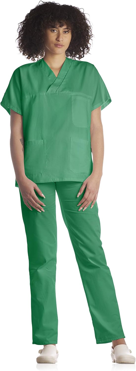 Tecno Hospital Blouson pour hôpital, pour aide soignante, esthéticienne, infirmière, médecin, sanitaire, laboratoire, avec 2 poches avant, poches latérales, col en V, unisexe