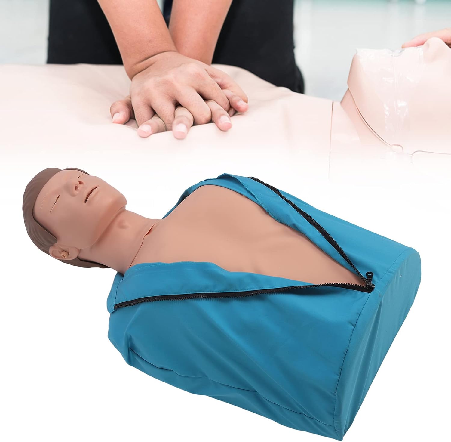 Mannequin de RCR pour Adulte, Formation en Réanimation Cardiorespiratoire Mannequin en Caoutchouc Demi-corps Respiration Artificielle Modèle Humain Simulateur de Réanimation