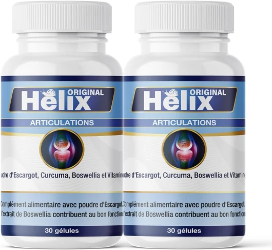 Helix Original - Complément naturel pour les douleurs articulaires - Avec Extrait D'Escargot, Curcuma Et Boswellia - Sans lactose, sans gluten - 2 unités (60 capsules)