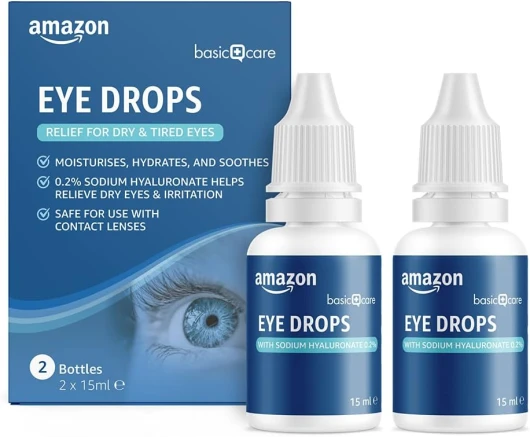 Yeux Gouttes oculaires avec Hyaluronate de Sodium 0,2%, 15 ml (Lot de 2)