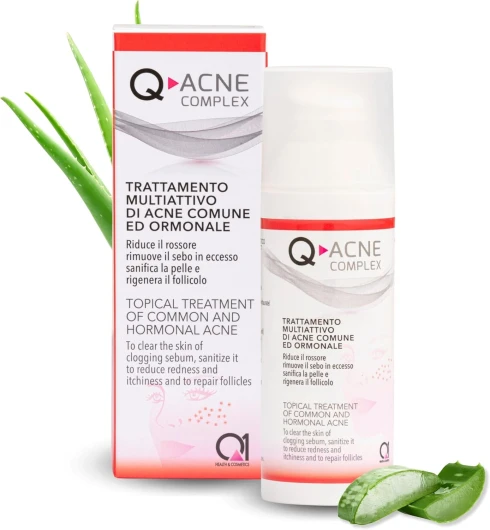 Q-Acne Complex, Crème Anti Acné à l'Acide Salicylique, Crème Anti Boutons pour le Visage - Elimine les Boutons et les Rougeurs - Traitement Efficace pour l'Acné Juvénile et Hormonale, 40ml