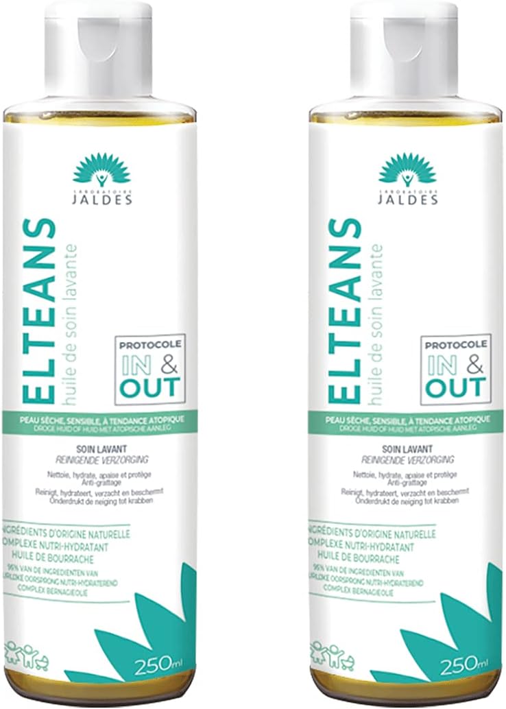 ELTEANS Huile de Soin Lavante Lot de 2X250ml - Peaux sèches, sensibles et à tendance atopique - Corps, cheveux et visage - Nettoie, hydrate et apaise - LABORATOIRE JALDES