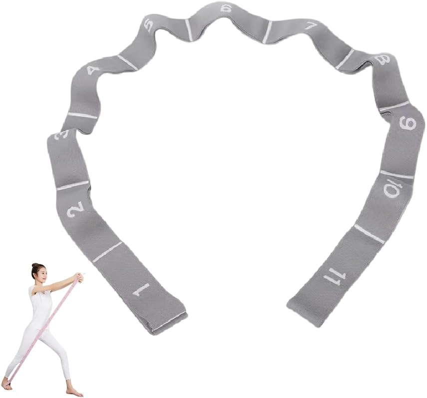 GIMIRO Ceinture de yoga élastique avec 8/9/10/11 boucles pour pilates, fascias, musculation, étirement du corps, ballet, danse, fitness