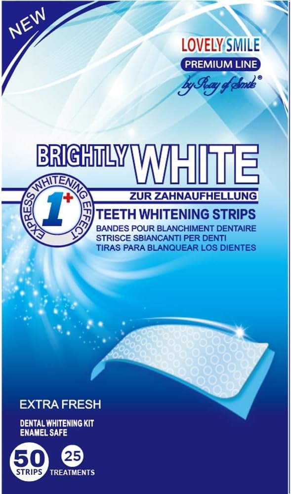 50 Bandes Blanchiment Dentaire - Offre XXL - Qualité Professionnelle - Sourire Plus Blanc Dès la 1ʳᵉ Utilisation - Blanchiment Rapide & Efficace - Technologie No-Slip, Sans Peroxyde - RAY OF SMILE