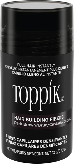 Fibres Capillaires Densifiantes à base de Kératine, Brun, 12g, Cheveux à l'Aspect Naturellement plus Epais, Pour Hommes et Femmes, Sans parfum