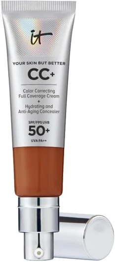 IT COSMETICS - Crème CC+ Anti-Âge Your Skin But Better - Crème Teintée Hydratante SPF 50+ - Haute Couvrance - Waterproof - Enrichie en Peptides, Collagène & Vitamines - Fini Naturel - 32 ml