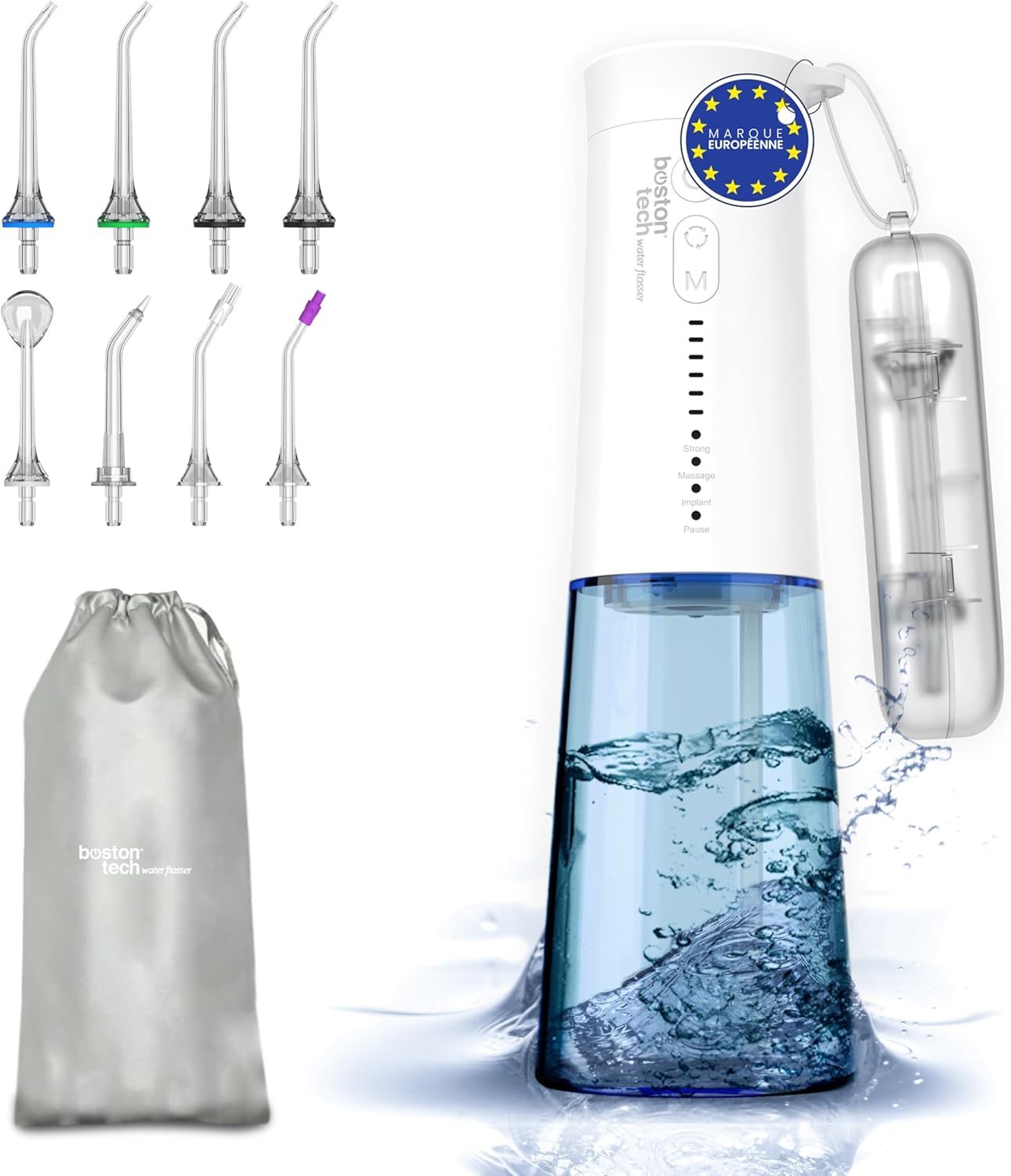 Aquapik® One Jet Dentaire avec 8 Embouts et 6 Niveaux - Hydropulseur Dentaire Sans Fil pour Implants et Orthodontie - Réservoir 250 ml - Élimine 99,9% de la Plaque - Certifié CE et FDA