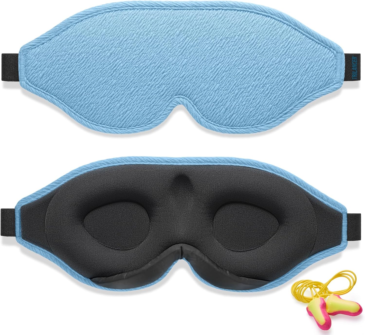 Masque de Nuit Innovant 2025 pour Hommes et Femmes, Conception Masque de Sommeil qui Bloque la Lumière pour Dormir, les Siestes, la Méditation, les Voyages (Bleu)