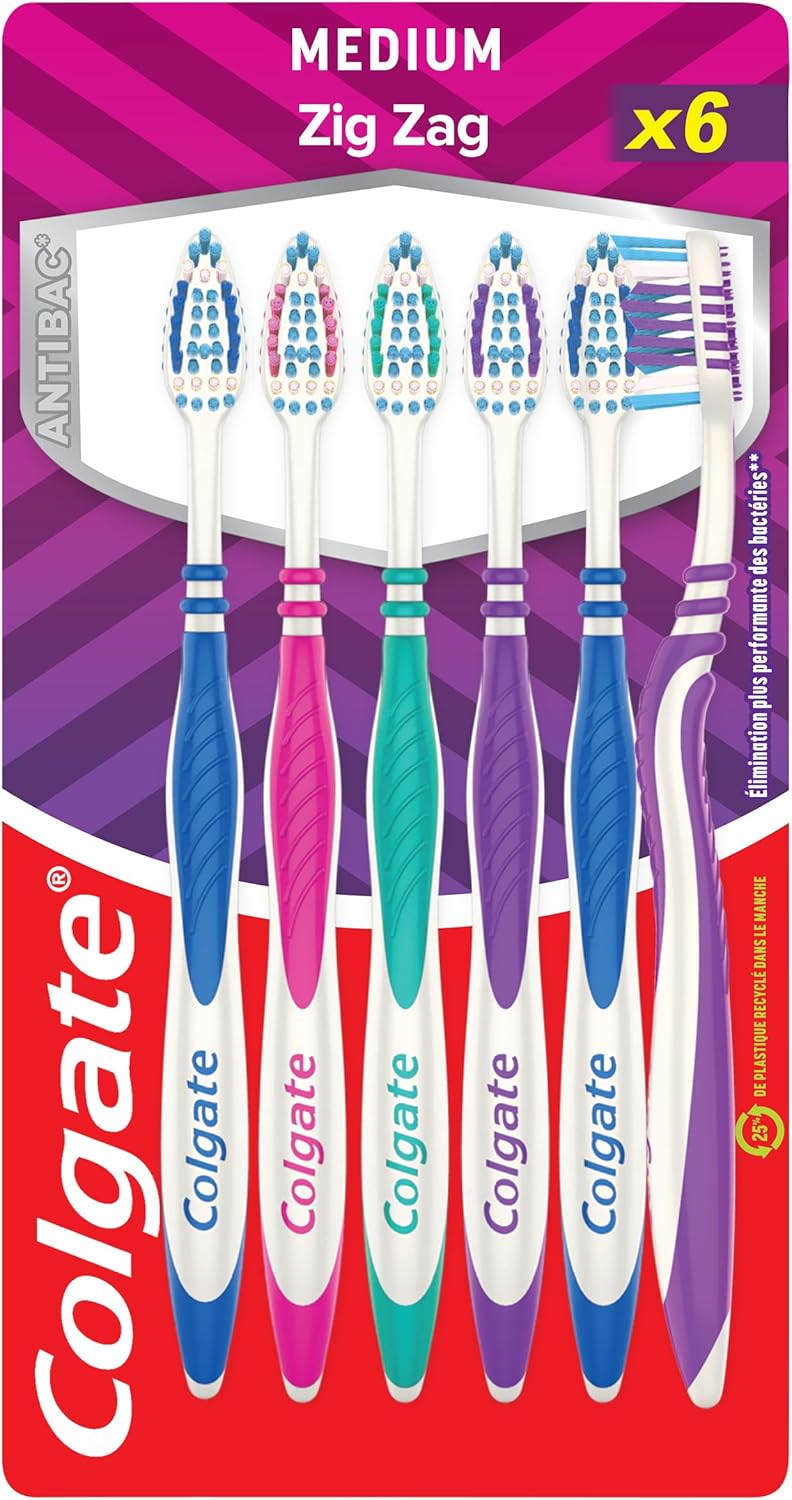Brosse à dent ZigZag - Poils croisés-nettoyage des espaces interdentaires - Élimine les bactéries - Procure une haleine fraîche - Nettoyage langue et joue-Lot de 6 brosses à dents