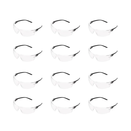 Lunettes de sécurité (Transparent/noir), anti-buée, lot de 12 (Anciennement marque AmazonCommercial)