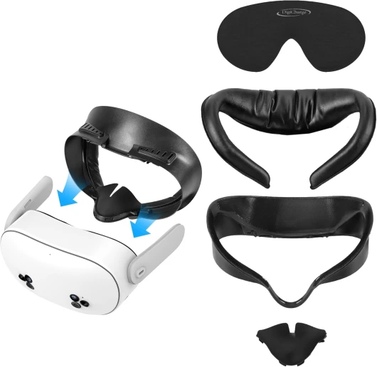 Masque facial d'interface pour Meta Quest 3S Upgrade Replacement Oculus 3S coussinet respirant VR cuir PU mousse confortable – Ajustement amélioré et confort pour une plus large gamme de